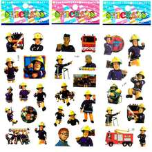 3pcs/Lot Safe Educational Cartoon Figure Fireman Sam Sticker Fireman Bubble Stickers Foam Puffy DIY Stickers For Kids Gift
