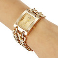Hot 2016 New Fashion Gold Watches Luxury Watch Women Rectangle Dial Alloy Chain Band Quartz Wristwatches