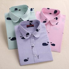 Cotton Summer Women Blouses Print Shirts Long Sleeve Vintage Ladies Tops Big Sizes Blusas Womens Plus Size 5XL Clothing 2016