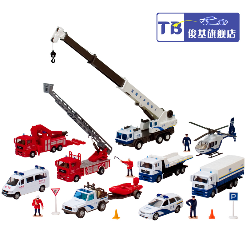 2015 hot CSL police fire engineering simulation suite alloy toy crane trailer combination model children gift