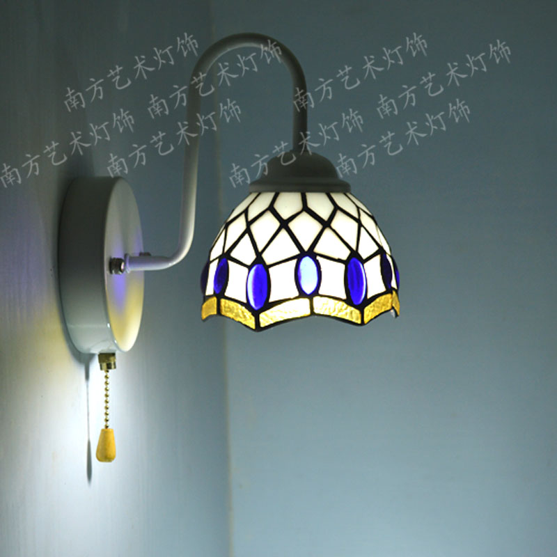 Southern Mediterranean blue beads, glass lamp tiffaoiy wall lamp bedside lamp aisle lights front ...