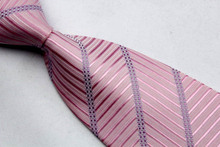NT0055 Pink Purple Stripe Smooth Jacquard Woven Classic Silk Polyester Mans Attractive Business Wedding Tie Casual