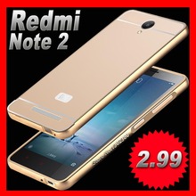 xiaomi redmi note 2 Aluminum Case For xiaomi redmi note2 Phone Metal Frame Acrylic Back Cover For xiaomi redmi note 2 case cover