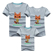 Summer Cotton T Shirt Zootopia T Shirts Plus Size Women Man Tops Matching Family Outfits Mother Fater Kids Short Sleeve Clothes