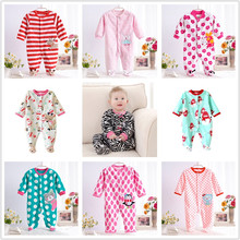 0 12M Autumn Soft Fleece Rompers Cute Pink Newborn Baby Girls Clothing Infant Baby Jumpsuits Footed