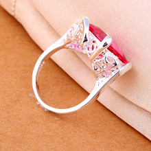 2015 Fashion jewelry silver rings for women factory oem stock wholesale Rose Red silver stmped 925