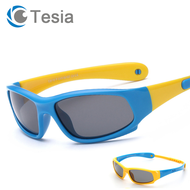 TESIA Спортивные Детские Солнцезащитные Очки Бренд Дизайнер Силиконовые Защитные Очки Поляризованные Очки Для Детей С Группой S8110