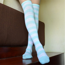 Vogue Women Thigh High Striped Over the Knee Cotton Stockings