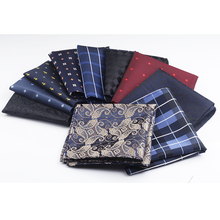 New 10 Colors Handkerchiefs Woven Plaid Paisly Striped Hanky Men’s Business Casual Square Pockets Handkerchief Wedding Hankies