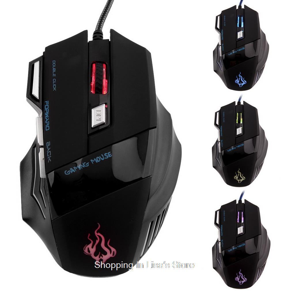 5500 ТОЧЕК/ДЮЙМ 7 Кнопок LED Оптическая USB Gaming Проводная Мышь Для Pro Gamer
