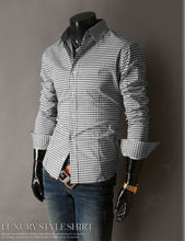 Mens Casual Slim Luxury Stylish Tartan Design Formal Shirts Casual Shirt QWB