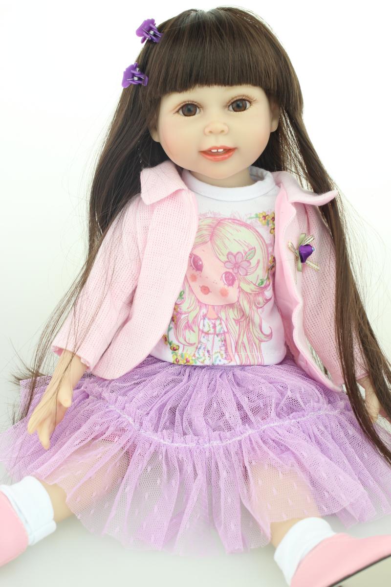 Reborn Toddler Doll 18 Inch Handmade Baby Doll Reborn Lifelike American Girl Full Vinyl Finished Doll Christmas Gift