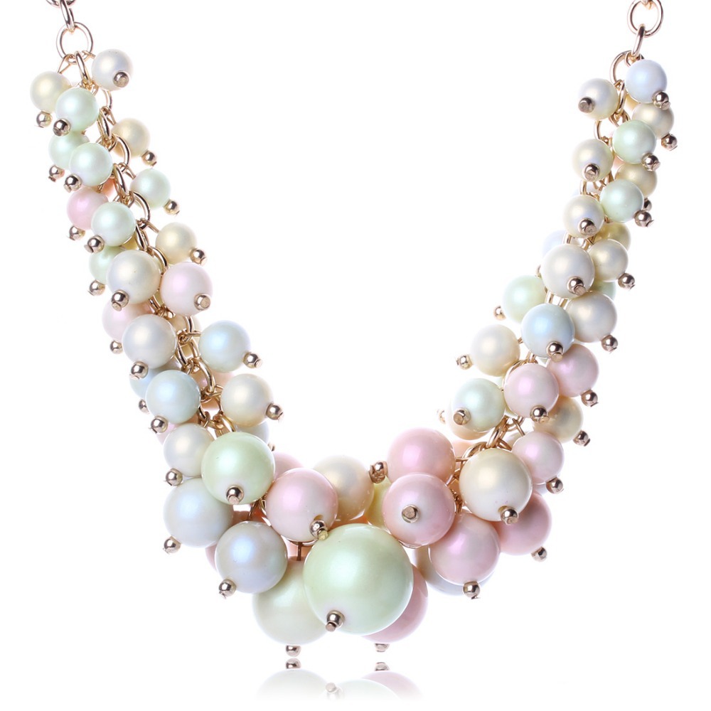 New Design Fashion Candy Color Pendant Necklace Multilayer Pearl Chain ...