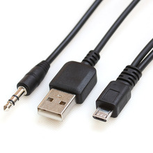 3.5mm Car AUX audio play Music to micro USB and USB male Charge data Adapter sync cable 80cm