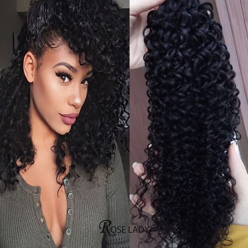 New 8A Rosa Hair Products Brazilian Curly Weave Human Hair Extensions 4pcs/lot Natural Color Kinky Curly Virgin Hair Weave