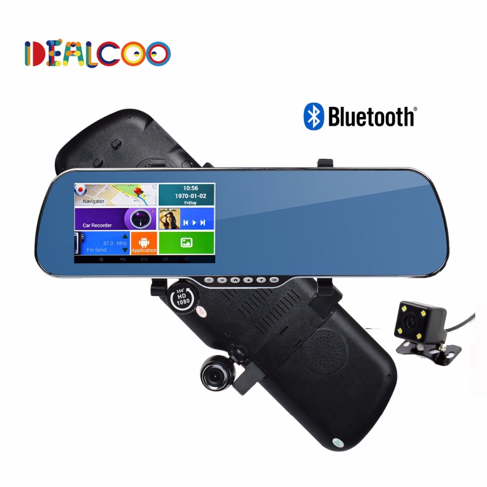 5.0 inch Touch Bluetooth Rearview Mirror Android Car GPS navigation 1080P car dvr Dual camera FM Truck gps Navigator sat nav