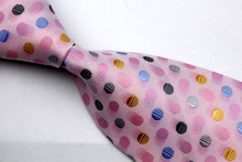 NT0175 Pink Blue Dot Multicolor Jacquard Woven Classic Elegant Silk Polyester Mans Business Wedding Luxury Tie