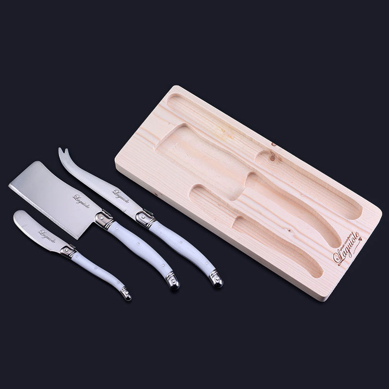 Set  laguiole knife box  Cheese White Stainless Steel cheese  Laguiole Butter set Spreader Handle in Knife