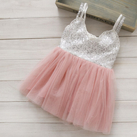 Summer Style Sequined Tulle Tutu Dresses Baby Girl Party Dress Wedding Kids Clothes