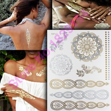Wholesale Body Paint tattoo taty Glitter gold tattoo stickers Metal temporary flash tattoos Arabic Henna Tattoo