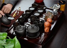 Chinese kung fu tea set porcelain tray purple grit ceramic teapot for the tea cups with