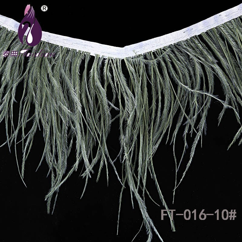 10# Available Ostrich Feather Trimming Length Fringe Trim Handmade Black Plumas Ribbon for Sewing Crafts