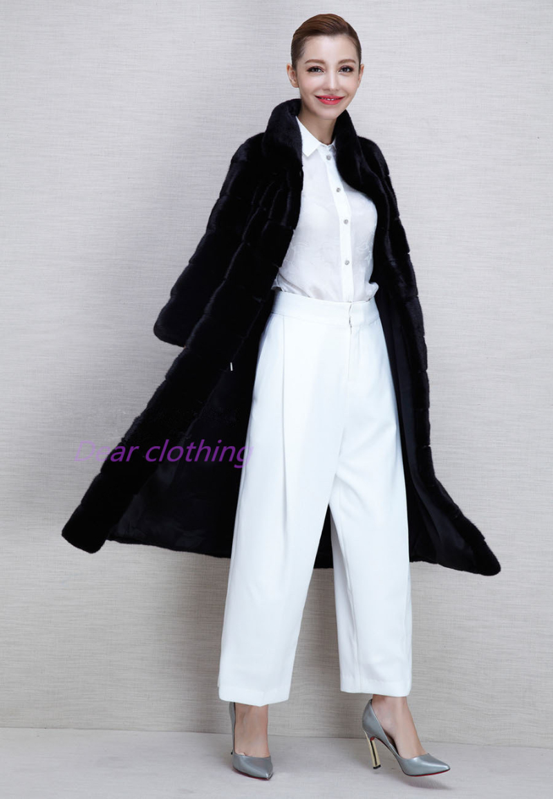 Черный x-долго 2015 новый теплый искусственного меха кролика пальто зимние пальто для женщин длинные дизайн топы верхняя одежда женская одежда