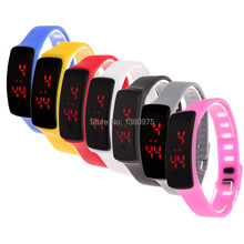 Moda Sport LED relojes del Color del caramelo del caucho de silicón de la pantalla táctil Digital impermeable de los relojes pulsera reloj de pulsera