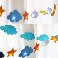 1 2M 20LED Star Clouds Shape Battery Powered LED String Light Non woven Fabric Garland Cute