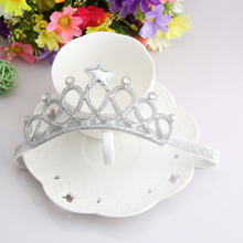 New Children Hair Accessories Princess Tiara scrunchy Headband Baby Crown Bow Headwear Star Crown Toddler Elastic Headband