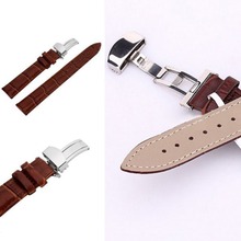 18-24mm Watch Band Strap Butterfly Pattern Deployant Clasp Buckle+ Leather