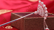 Fine 990 Silver Long Hairpin Women Lucky Fan Headgear Hairpin Accessories With Certificate