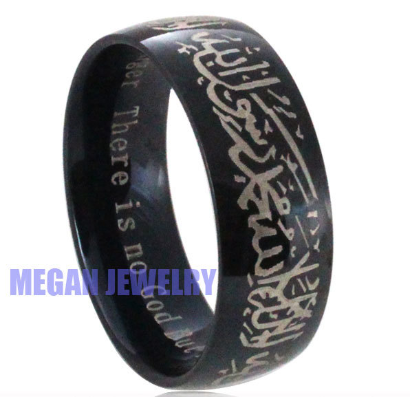 muslim allah Shahada stainless steel ring for women men islam Arabic God Messager Black Gift jewelry