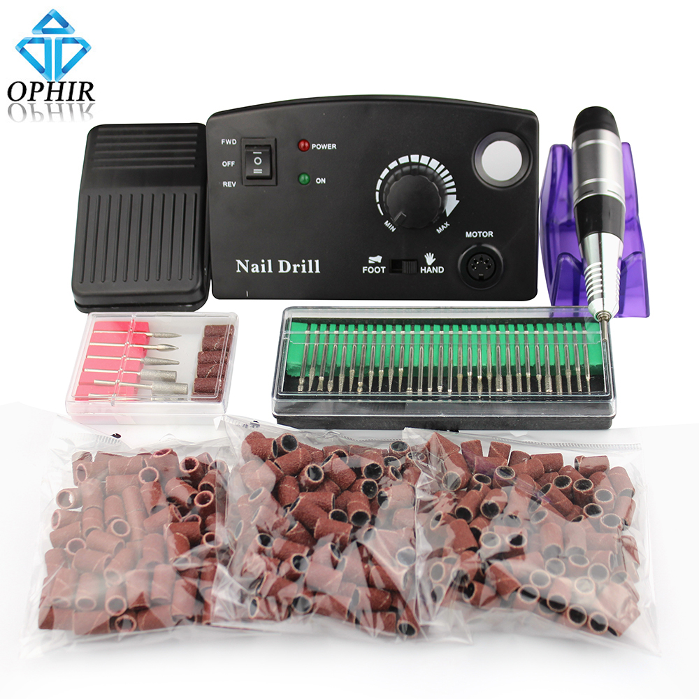 Фотография OPHIR Pro 30000RPM Electric Mini Nail Drill Machine Manicure Drills Accessory Nail File Drill Bits Pedicure Kits For Nail Salon