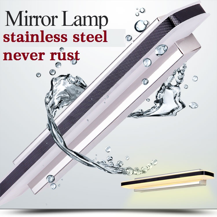 Waterproof acrylic Led mirror front wall lamps 90-260V AC brief bathroom wall lights 80cm 100cm stainless