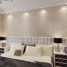 New European Vintage Luxury Damask Wall paper Embossed Textured Wallpaper Rolls Home Decoration Gold Silver White