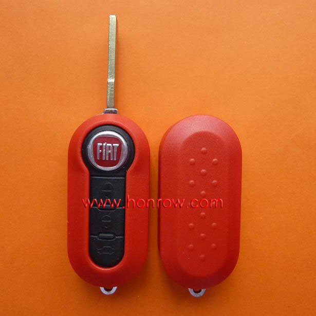 Wholesale price 3 button flip remtoe key cover for fiat 500 key with Red color free shipping by HK Post