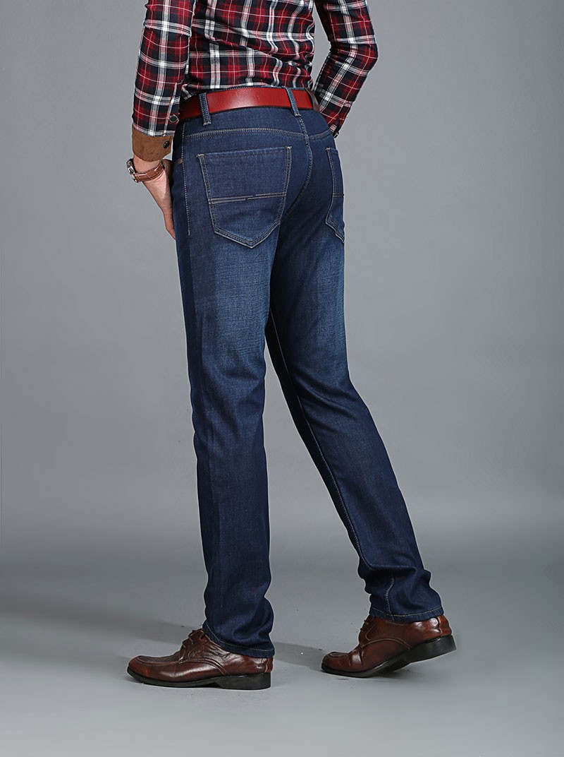 2015 Autumn Winter Fleece Men Jeans High Quality Casual Blue Mid Waist Straight Denim Jeans Long Pants Plus Size AFS JEEP 30~42 (26)