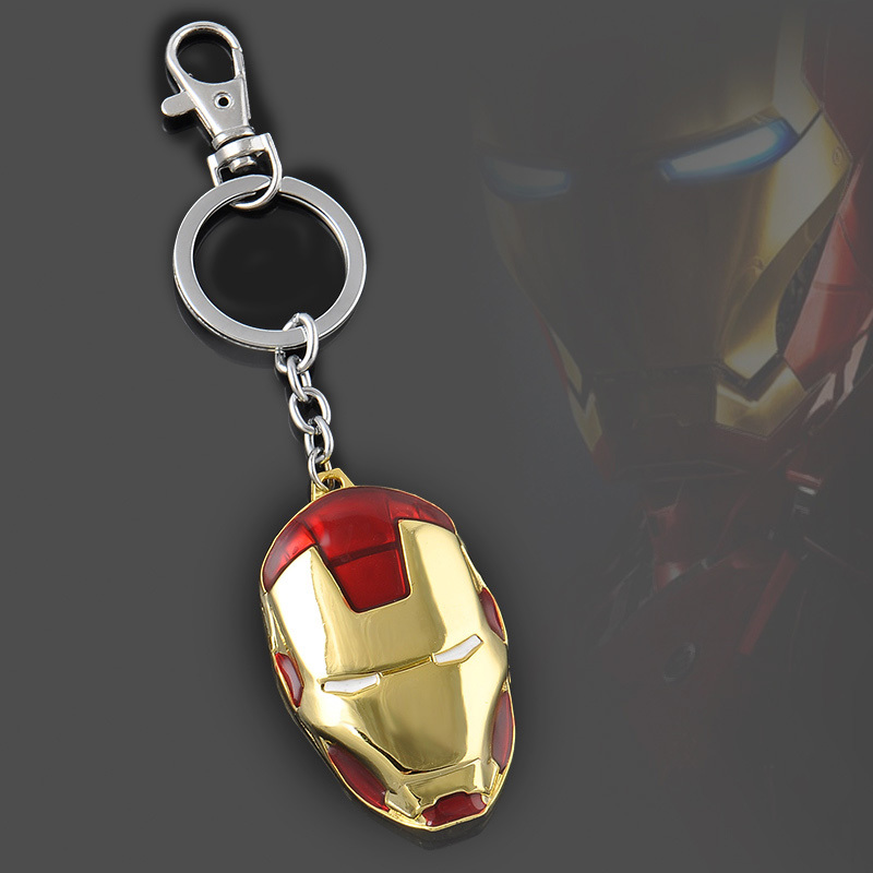 Hot Moives The Avengers Keychain Marvel Super Hero Iron Man Mask Key Chain Metal Pendant Keychains Keyfob Key Ring Free Shipping