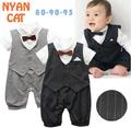 2016 New Arrive Baby Boy Romper Kids Gentleman Style Summer Short Sleeved Onesie Boys Tuxedo Black