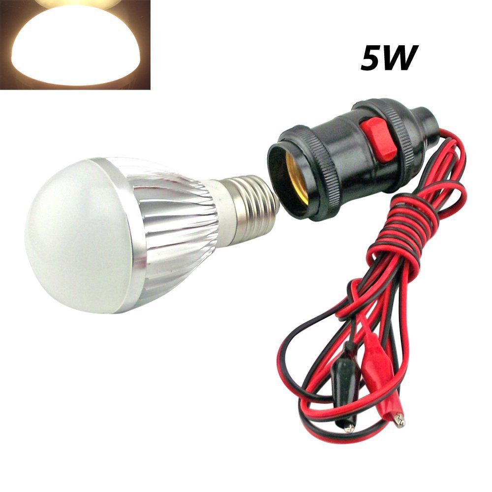 Portable Outdoor LED Camping Light Bulb E27 5W 12V Car Ship Hiking Tent
