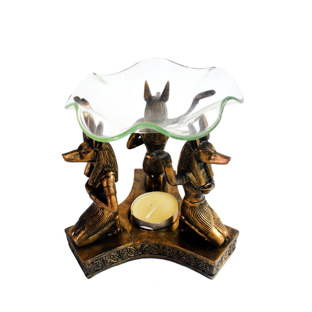 EGYPTIAN ANUBIS AND STICK INCENSE HOLDER.EGYPT DEITY GOD COLLECTIBLE