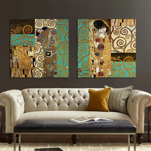 Artists Gustav Klimt The Kiss and The Tree of Life The new design masterpieces form Canvas Art Painting home Wall decor