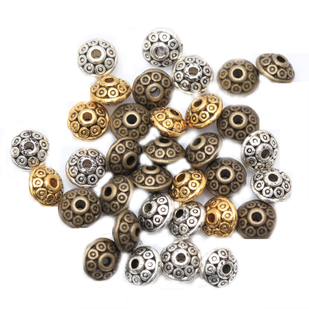 Wholesale 100pcs Spacer Charms Mixed Color Tibetan Silver Metal Spacer Beads 6mm for Jewelry ...
