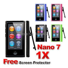 TPU case with belt clip skin cover for Apple ipod nano 7 7th gen free Screen protection film