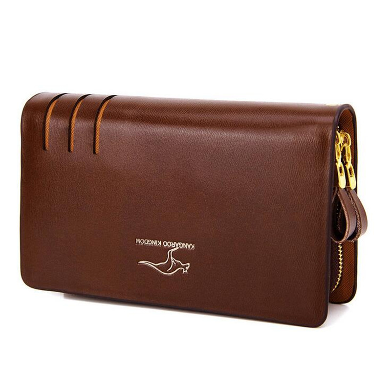 New 2016 Luxury Cowhide Men Clutch Bag Long Genuine Leather Men Wallets Double Layer Kangaroo Wallet carteira masculina