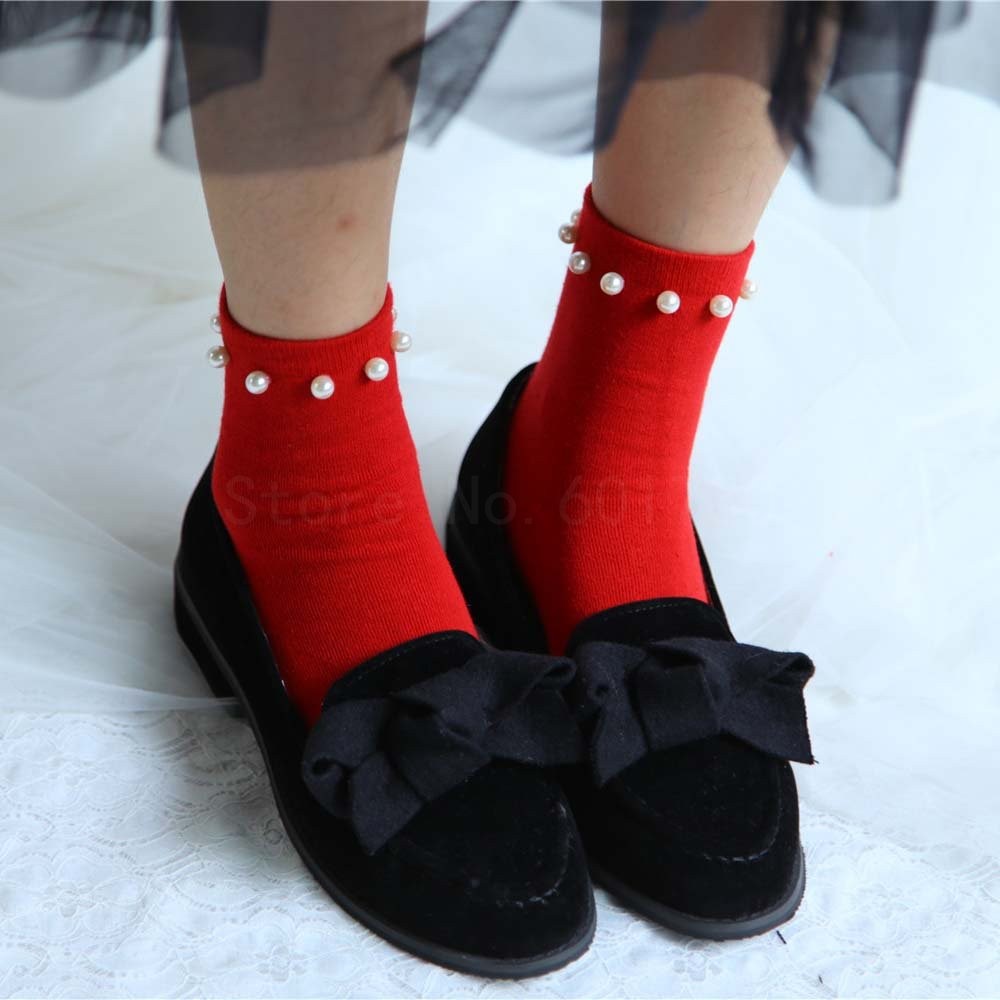 red cotton socks