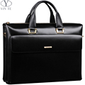 2016 The Classic Genuine Leather Briefcase Men s Business Solid Zipper Bags High Quality Messenger 14inch