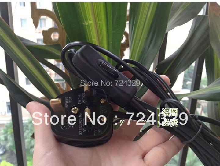 3C Lamp switch line British plug switch wire table floor lamp power cord switch line 304 switch black 3.6M 1PC free shipping