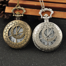 New Fashion Antique Bronze Punk Round Pocket Watch Necklace For Women and Men With Long Chain